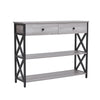 Wood Free Standing Hallway Console Table Living Room Shelf Display Drawer 3 Tier