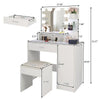Vanity Set with 10 LED Bulbs, Makeup Table with Cushioned Stool Storage Shelves