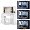 Vanity Desk Set with LED Light Mirror Makeup Vanity Table w/ 7 Drawers Stool