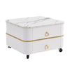 Coffee Table Square Nest of Tables Side Table with Drawers Storage & Glass Top