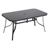 Black Tempered Glass Garden Dining Table Outdoor Large Coffee Table+Parasol Hole