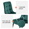 Round Kitchen Dining Table With Marble Look and 4 Green Tufted Velvet Chairs Set