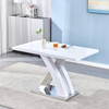 Dining Table 120cm High Gloss Chrome X Frame Kitchen Dining Furniture White Sets