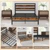 Double Bed Frame Industrial Metal Platform Bed with Headboard and Footboard