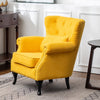 Linen Fabric Upholstered Couch Single Tufted Backrest Sofa Lounger Accent Chair