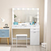 Dressing Table LED Lights Mirror Stool Drawers Vanity Makeup Desk Set White NEW