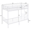Metal Bunk Bed Frame Single Loft Bed Frame with Ladder Black Heavy Stable White