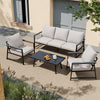 Metal Garden Furniture Set Corner Sofa Glass Table Patio 5 Seater Armchairs Sofa