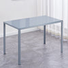 Grey Tempered Glass Dining Table & 4pcs Grey Faux Leather Footrest Dining Chairs