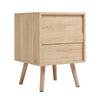Pair of Bedside Cabinet Rattan Furniture 2 Drawer Storage Nightstand Side Table