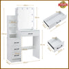 Large Dressing Table Stool Set with 3 color LED Light Mirror Vanity Make up Desk