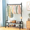 Black Metal Clothes Rail Rack Garment Stand Corner Open Wardrobe with Shelf