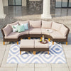 7 Piece Outdoor Rattan Sectional Sofa Set with Cushion Patio Furniture Set Beige