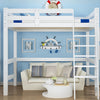 Wood Pine Cabin Bed Frame High Sleeper Boys Girls Bunk Sleepstation with Ladder