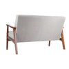 Modern Grey 2 Seater Sofa Armchair Small Loveseat Couch Settee Walnut Wood Frame
