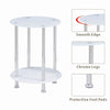 2 Tier White Tempered Glass Side End Table Storage Shelf Stainless Steel Tubes