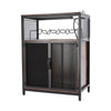 Drinks Cabinet Wine Bar w/ Glass & Bottle Storage | Black Rattan W/ RGB LED