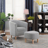 Single Sofa Seat Fabric Upholstered Bucket Back Chair Accent Armchair W/ Ottoman