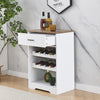 8 Bottles Storage Wine Rack with Drawer Wooden Display Shelf Wine Holder White