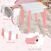 Kids Dressing Table Set Wooden Children Vanity Table W/ Stool Detachable Mirror