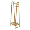 Bamboo Folding Clothes Rail 2 Tiers Hooks Bags Coat Stand Hanger Hallway Bedroom