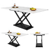 Extendable Table 120-160x80cm Kitchen Table White Marble Effect Telescopic Table