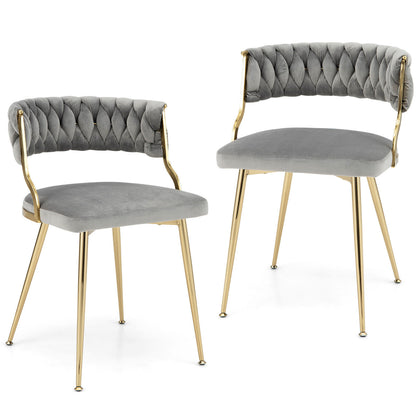 Modern Accent Dining Chairs Upholstered Velvet Dining Chair Set of 2 Grey