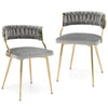 Modern Accent Dining Chairs Upholstered Velvet Dining Chair Set of 2 Grey