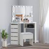 White Corner Dressing Table Makeup Desk Vanity Table 5 Drawers with Bubls
