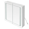 Double Door Bathroom Mirror Cabinet with Lights/Socket/Bluetooth/Demister/Shelf