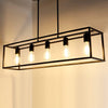 Industrial Black Chandelier Rectangle Hanging Ceiling Light Fixture Dining Room