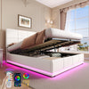 Double Bed Frame with Storage 4ft6 Ottoman Upholstered Bed Frame with LED Strip