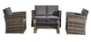 Rattan Patio Furniture Set 4-Piece Garden Sofa, 2 Chairs & Coffee Table Outdoor