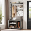 Industrial Coat Rack Stand With Shoe Rack ＆ 8 Hooks Hangers Storage Cabinet
