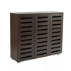 3 Door Shoe Storage Cabinet Dark Brown Wooden Rack Stand Cupboard Slatted Doors