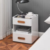 Wireless Charging Bedside Cabinets High Gloss with Adjustable LED Light 2 Drawer