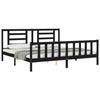 BULANED Bed Frame with Headboard Black 200x200 Solid Wood, Bedroom P7Q4