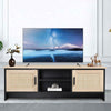 Modern 120cm Rattan TV Stand Cabinet Entertainment Unit Matt 2-Door Storag Space