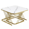 Set of 2 Fuax Marble Nesting Coffee Table Square Side End Tables with Metal Legs