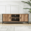 Modern Wooden Metal Frame TV Tele Stand Unit Cabinet With 2 Doors&Open Storage
