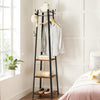 Industrial Coat Rack Stand Clothing Rail Hall Tree with 4 Shelf & 8 Hooks