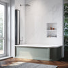 Over Bath Shower Screen 4 Folding Black Frame Safety Clear Glass Panel 1000x1400