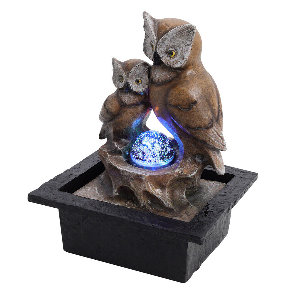 Garden Water Feature Fountain LED Lights Indoor Outdoor Statue Electric Powered