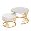 Set of 2 Round Nesting Coffee Table Side Table with 1 Drawer for Living Room