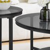 Round Coffee Table Set of 2 for Living Room Black Stacking Nesting Table