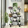 Heavy Duty Metal Plant Stand Double Layer Flower Pot Rails Rack Wheeled Casters