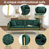 Sofa Bed 2 Seater Click Clack Sofa Settee Recliner Couch with Metal Legs, Green