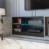 140cm Modern TV Stand Cabinet w/ 5 Open Storage RGB LED Lights & Remote Control