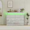 6 Drawer Cabinet Chest of Drawers High Gloss Storage with LED Lights Furniture