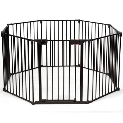 8 Panel Fireplace Fence Baby Pet Safety Gate Playpen Adjustable Room Divider